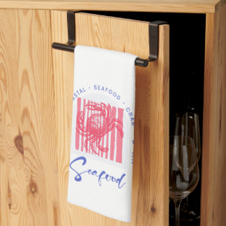 Minimalist Crab Seafood Beach Coastal  Tea Towel