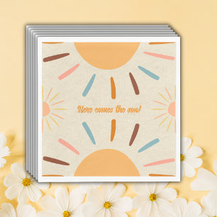 Minimalist Craft Here Comes The Son Baby Shower Napkin