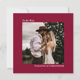Minimalist Cranberry Red Chic Square Photo Wedding Invitation