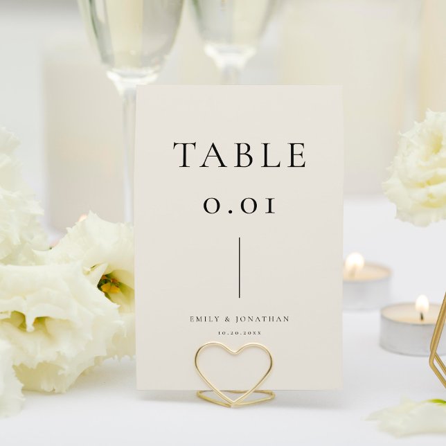Minimalist Cream and Black Old Money Wedding  Table Number (Creator Uploaded)