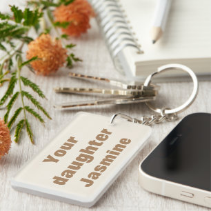 Minimalist Cream Coloured Visitor's ID Keychain