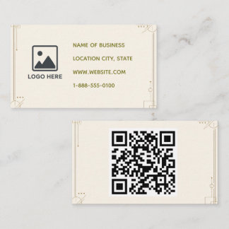 Minimalist Cream Geometric QR Code Business Card