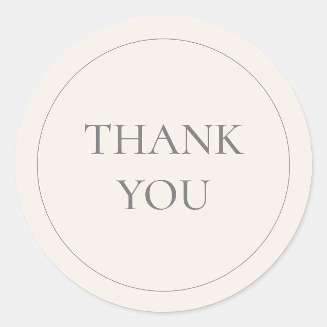 Minimalist Cream Ivory Thank You Classic Round Sticker (Front)