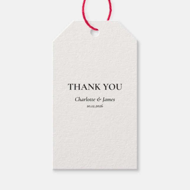 Minimalist Cream Wedding Favour Tag (Front)