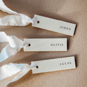 Minimalist Cream Wedding Name Place Cards