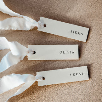 Minimalist Cream Wedding Name Place Cards