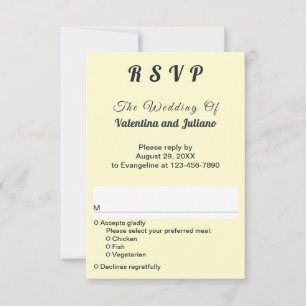 Minimalist Cream With Slate Text Portrait Wedding RSVP Card