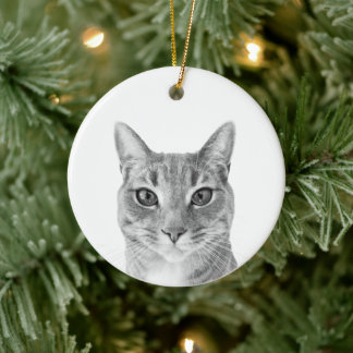 Minimalist Create Your Own Custom Pet Photo B & W Ceramic Tree Decoration