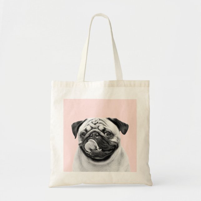 Minimalist Create Your Own Pet Portrait B & W Tote Bag (Front)