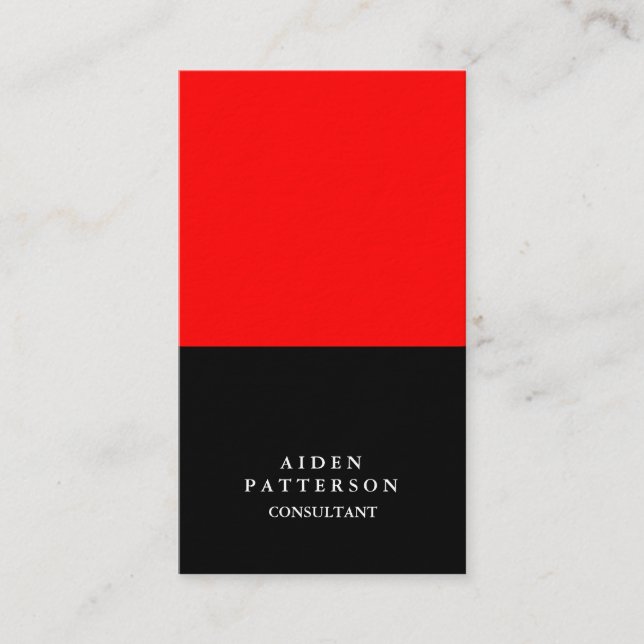 Minimalist Creative Black Red Modern Elegant Business Card (Front)