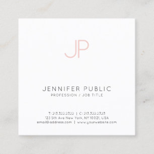 Minimalist Creative Professional Design Pink White Square Business Card