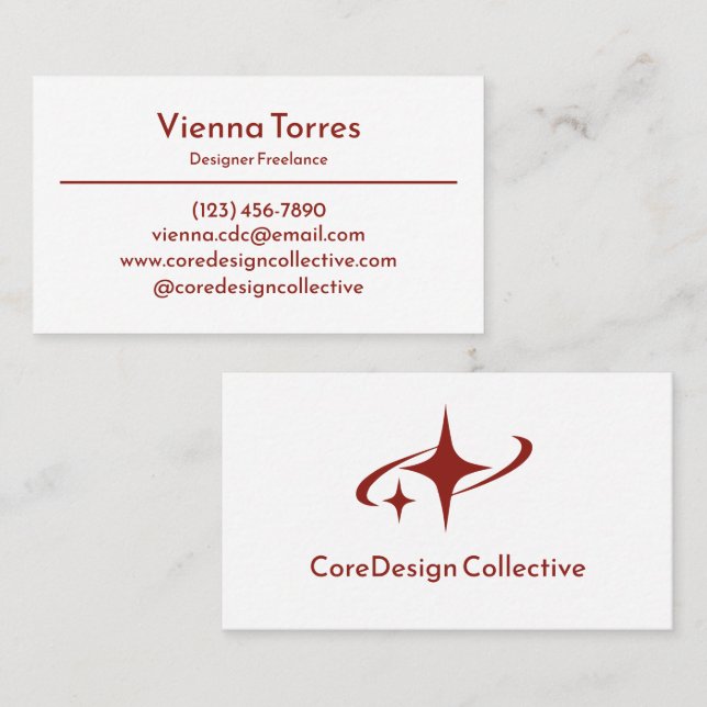 Minimalist Creative Sleek White Red Modern Clear Business Card (Front/Back)