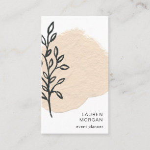 Minimalist Creme texture black floral Business Card