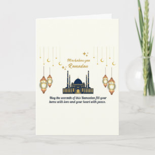 Minimalist Crescent Moon Ramadan Blessings Card