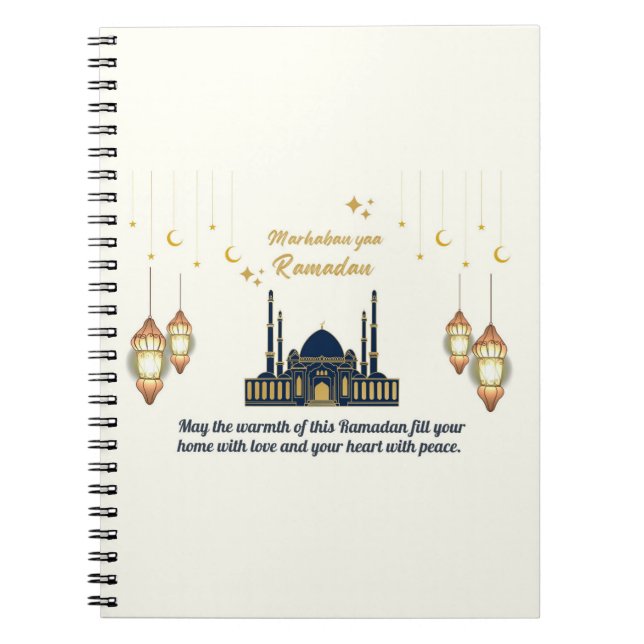  Minimalist Crescent Moon Ramadan Blessings Notebook (Front)