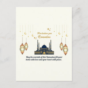 Minimalist Crescent Moon Ramadan Blessings Postcard