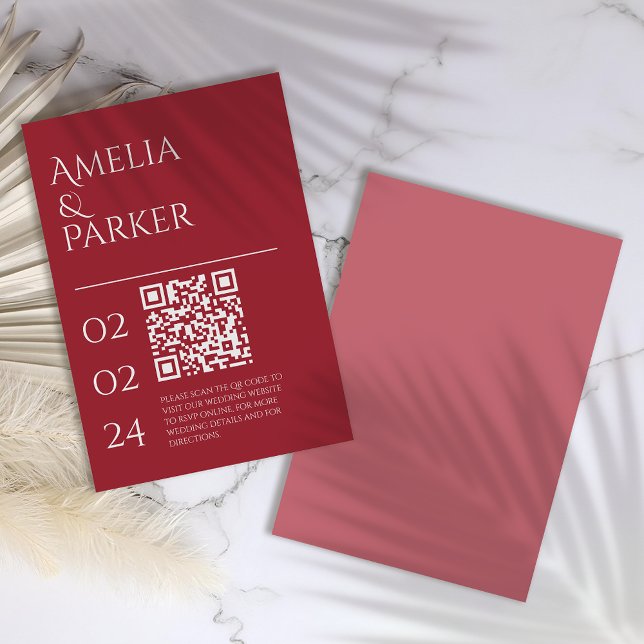 Minimalist Crimson Red Wedding Enclosure Card (Creator Uploaded)