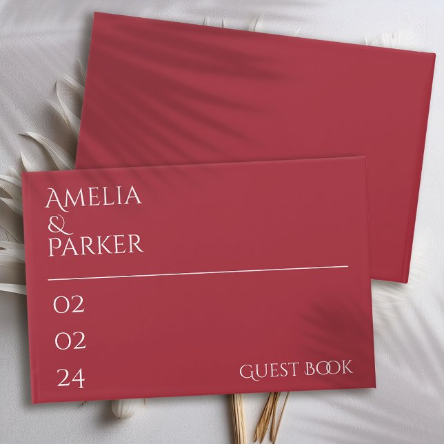 Minimalist Crimson Red Wedding Guest Book (Creator Uploaded)
