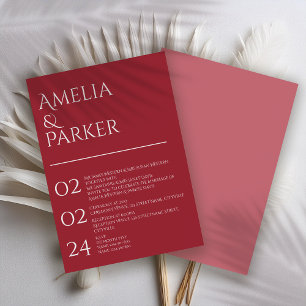Minimalist Crimson Red Wedding Invitation
