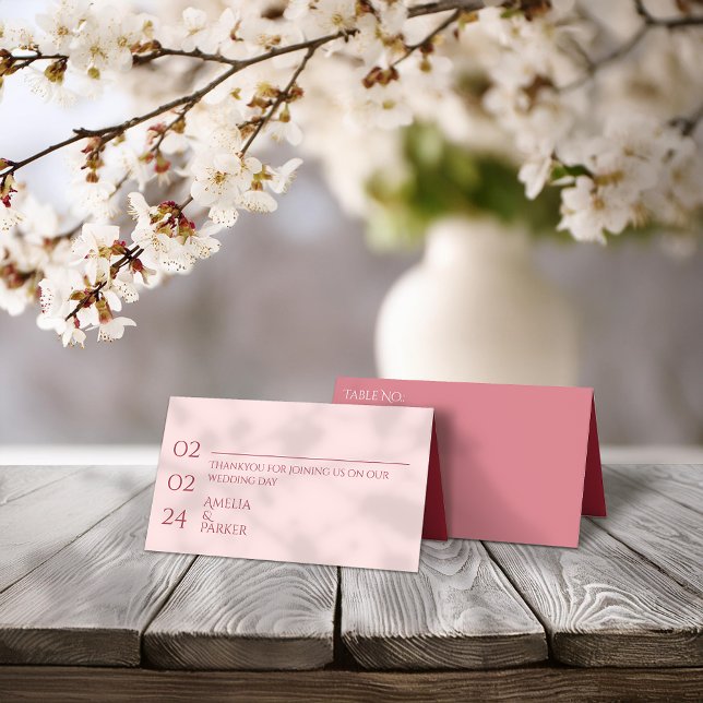Minimalist Crimson Red Wedding Place Card (Creator Uploaded)