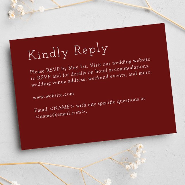 Minimalist Crimson Red Wedding RSVP Card (Creator Uploaded)