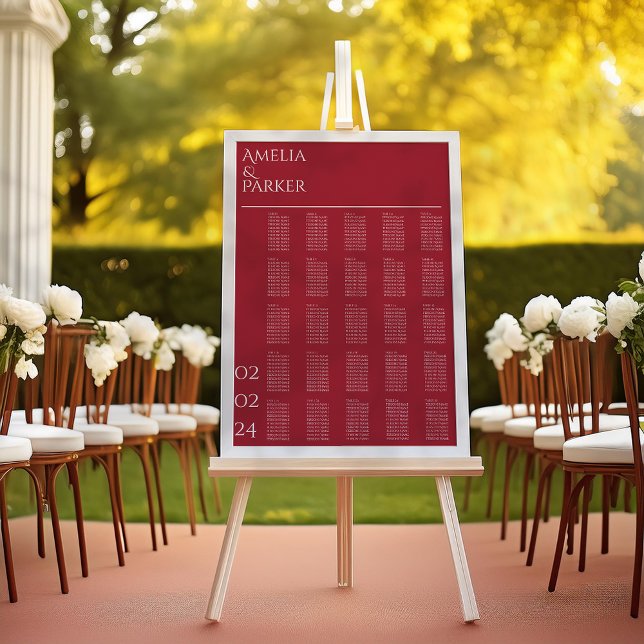 Minimalist Crimson Red Wedding Seating Cart Poster (Creator Uploaded)