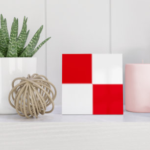 Minimalist Croatian Red White Geometric Tile