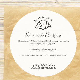 Minimalist Croissant Bread Bakery Ingredient Label