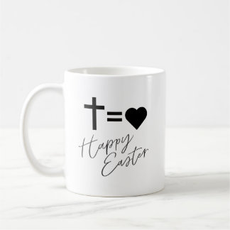 Minimalist Cross and Heart Design Easter  Coffee Mug