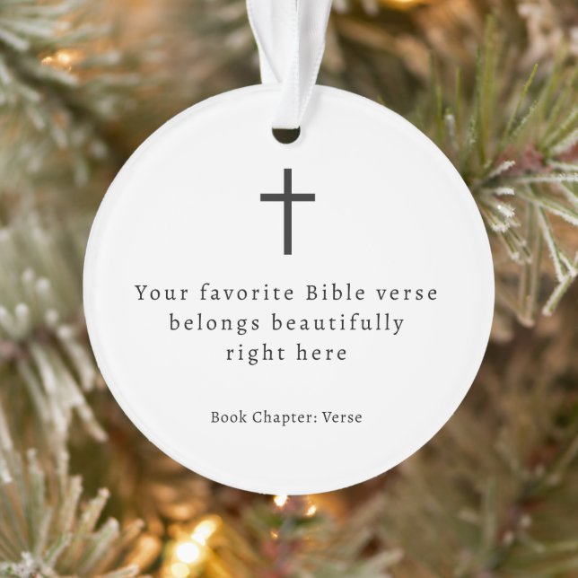 Minimalist Cross Bible Verse Ornament (Tree)