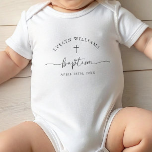 Minimalist Cross Personalised Baptism Outfit Baby Bodysuit