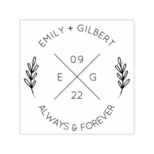 Minimalist Crossed X Initials Wedding Self-inking Stamp