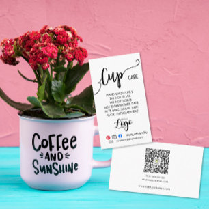 Minimalist Cup Care Guide Business Logo QR Code Card