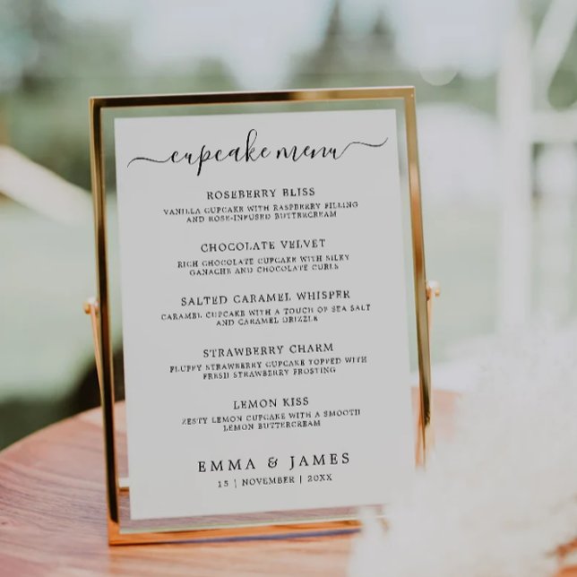 Minimalist Cupcake Menu Sign Wedding Dessert Sign, Invitation (Minimalist Cupcake Menu Sign Wedding Dessert Sign, Invitation)