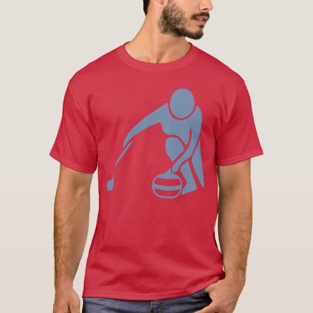 Minimalist Curling Silhouette Sport family T-Shirt (Front)