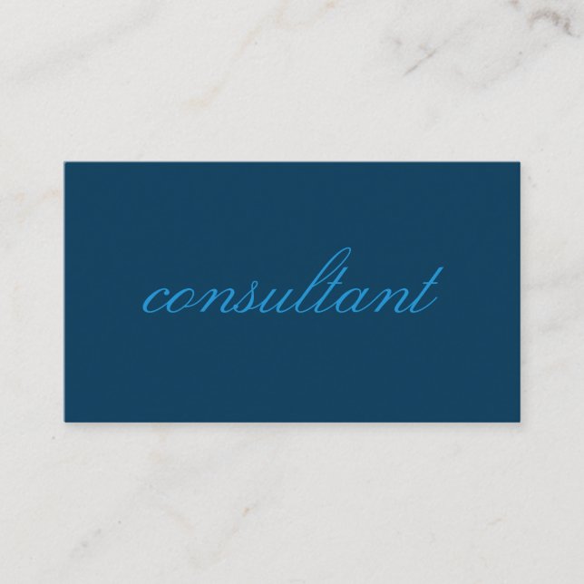 Minimalist Cursive Text | Blue Black Business Card (Front)