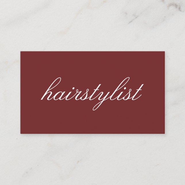 Minimalist Cursive Text | hairstylist Business Card (Front)