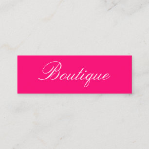 Minimalist Cursive Text Hot Pink Black Mini Business Card