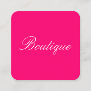 Minimalist Cursive Text Hot Pink Black Square Business Card