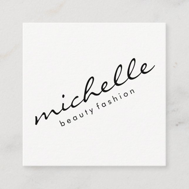 Minimalist Cursive Text Square Business Card (Front)