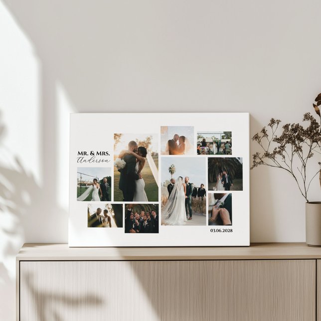 Minimalist Custom 9-Photo Wedding Collage Canvas Print (Creator Uploaded)