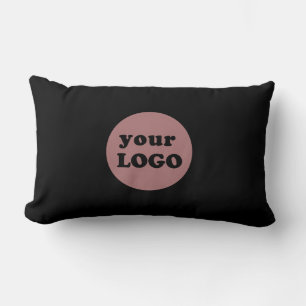 Minimalist Custom Business Logo Black Lumbar Cushion