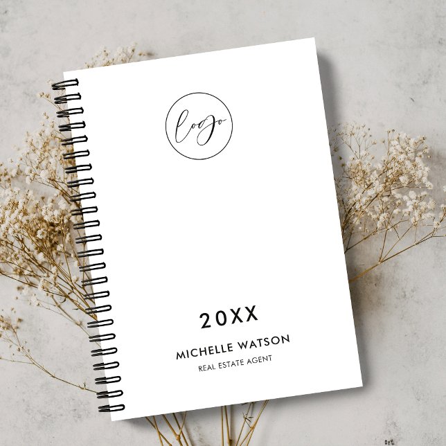 Minimalist Custom Business Logo Corporate 2026 Planner (Minimalist black and white logo business planner with your custom text)