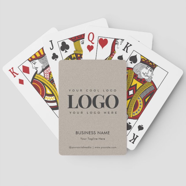 Minimalist Custom Business Logo Kraft Earthy Look Playing Cards (Back)