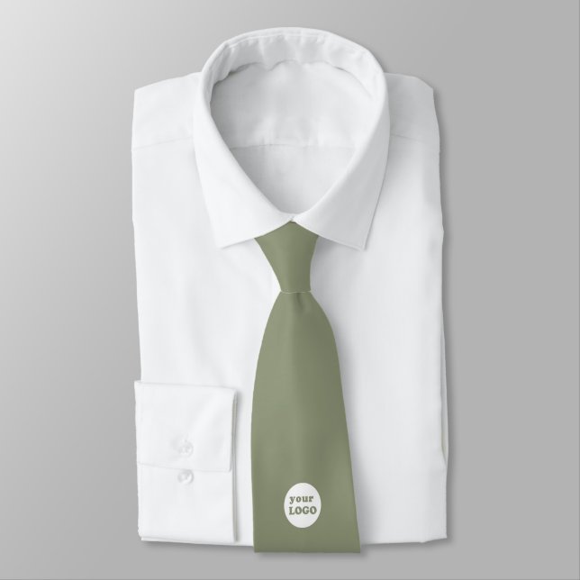 Minimalist Custom Business Logo Sage green Tie (Tied)
