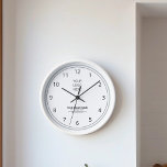 Minimalist Custom Company Logo Promotional Branded Large Clock<br><div class="desc">This minimalist timepiece seamlessly blends modern aesthetics and functionality. It showcases your company logo in the upper half, complemented by sleek black clock numbers, all framed by elegant grey circles. Your company name, slogan, and website details are displayed neatly in the lower half. Small business owners can utilise it to...</div>