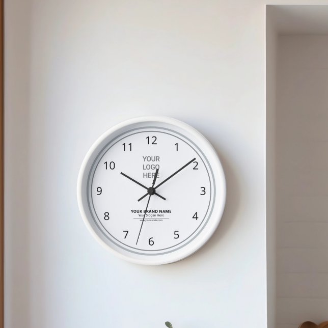 Minimalist Custom Company Logo Promotional Branded Large Clock (Simple White Minimalist Clock to Adorn Corner Walls)