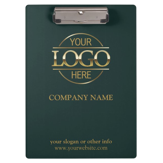 Minimalist Custom Dark Green Company Business Logo Clipboard (Front)