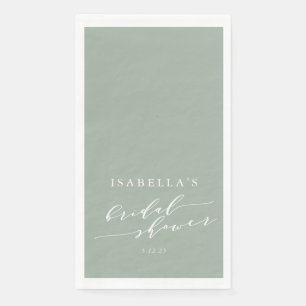 Minimalist Custom Dusty Sage Green Bridal Shower  Napkin