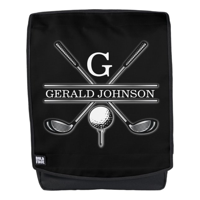 Minimalist Custom Elegant Golf Monogram Backpack (Front)